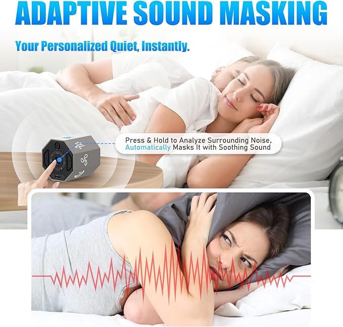 White Noise Machine, Gravity Sensing 8 Soothing Natural Sounds, Intelligent Collection of Environmental Noise, Small and Portable, Suitable for Adult Sleeping Machine - Bloomnest