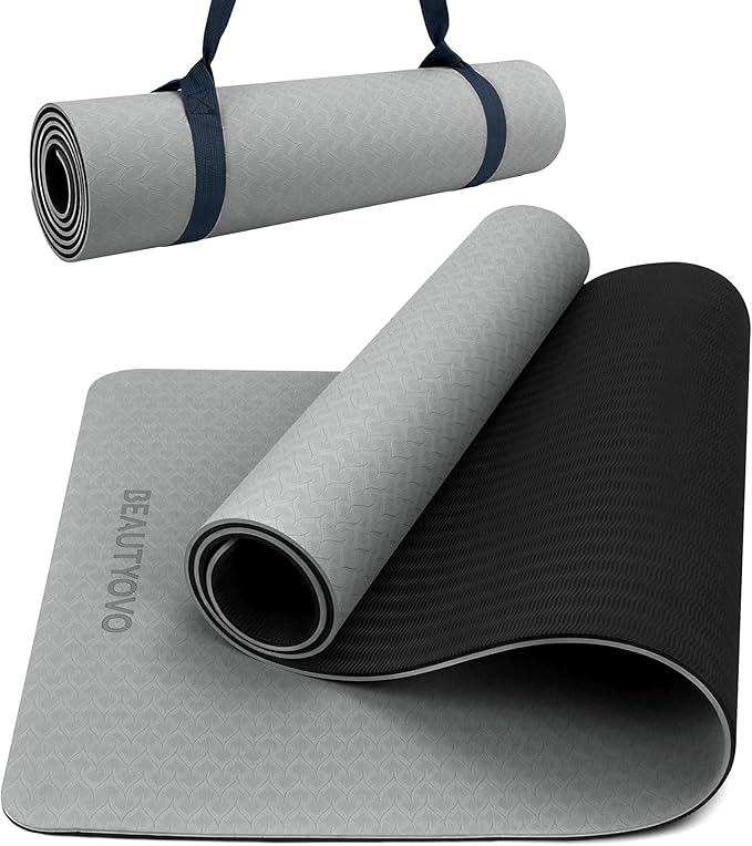 BEAUTYOVO Yoga Mat with Strap, 1/3 Inch Extra Thick Yoga Mat Double-sided Non Slip, Professional TPE Yoga Mats for Women Men, Workout Mat for Yoga, Pilates and Floor Exercises - Bloomnest
