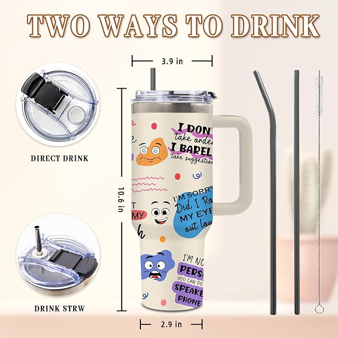 DUUV Mental Health Gifts for Women Men, 40 Oz Funny Tumbler with Handle and Lid, Funny Saying Cup for Work Office Coworkers, Encouragement Gifts for Birthday Christmas, 1PCS - Bloomnest