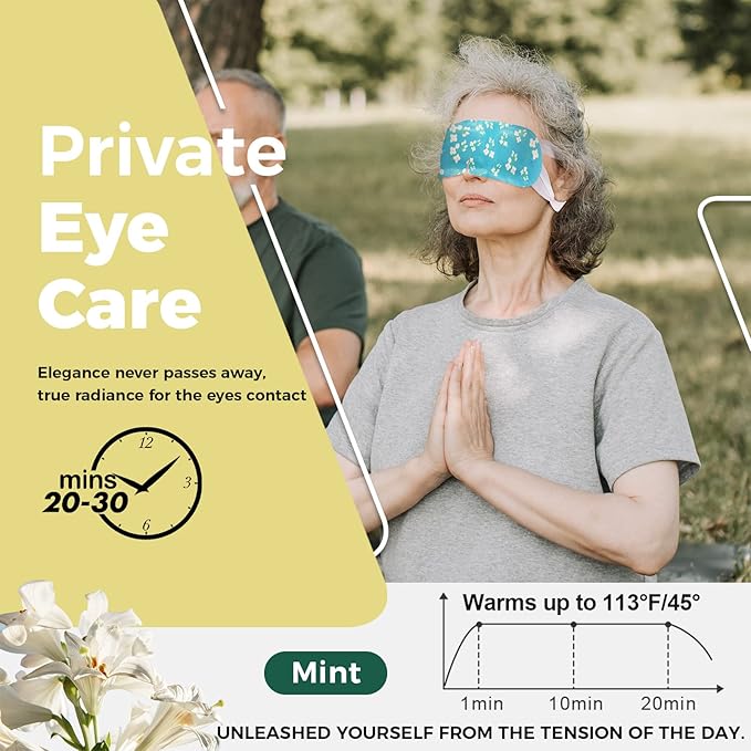 16-Pack Steam Eye Masks for Dry Eyes, Jasmine Warm Eye Mask for Tired Eyes, Relief Fatigue & Dark Circle, Heat Sleep Mask for Puffy Eye, Disposable Eye Mask, Warm Compress for Eyes, Travel Ready - Bloomnest