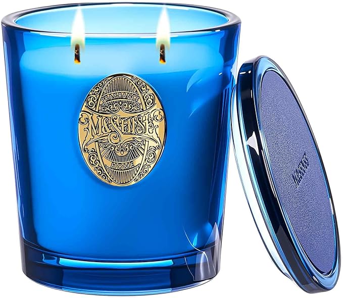 M&SENSE Large Two-Wick Summer Soy Candle | Ocean Dream & Blule | 19.8 oz, 120H Burn Time | Luxury Scented Candle for Relaxation, Gifting, Home Décor | Ideal for Bedroom, Office, Party Ambiance - Bloomnest