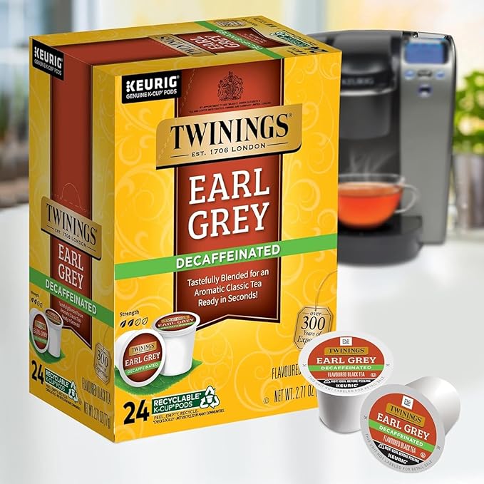Twinings Decaf Earl Grey K-Cup Pods for Keurig, Decaffeinated Black Tea Flavoured with Citrus and Bergamot, 24 Count (Pack of 2) - Bloomnest