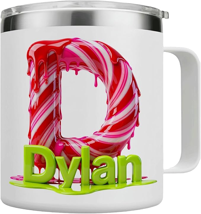 Personalized Christmas Insulated Coffee Mug with Handle –Double Wall Stainless Steel Travel Tumbler for Hot & Cold Drinks – Unique Holiday Gift for Men, Women, & Kids(B125) - Bloomnest