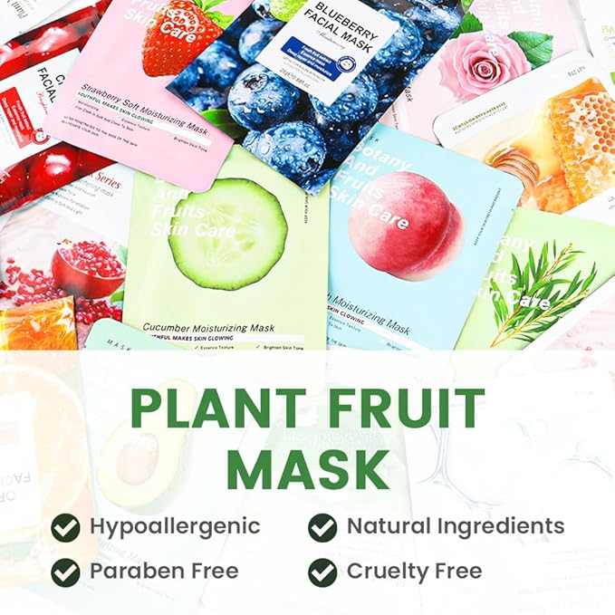 8 Pack Cucumber Face Sheet Mask Skincare,Hydrating Face Mask For Sensitive Skin,Moisturize,Soothing,Nourish for All Skin Types,Natural Spa Party Facial Mask Skincare Set for Women Men - Bloomnest