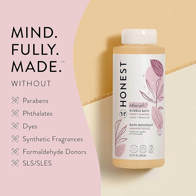 The Honest Company Foaming Bubble Bath Gentle for Baby Naturally Derived Tear-free Hypoallergenic Sweet Almond Nourish 12 fl oz - Bloomnest