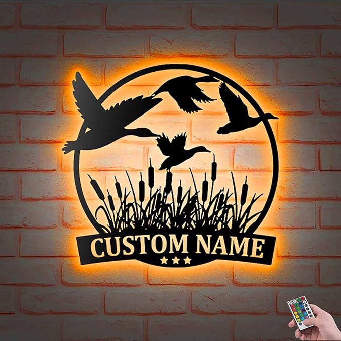 LOVELYPOD Personalized Hunting Metal Sign, Custom Deer Hunting Art With Led Lights, Steel, Rectangular, 12x18 - Bloomnest