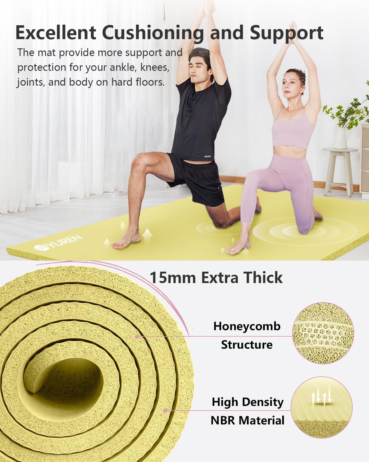 Large Yoga Mat 78"x 51" 20mm/15mm Thick Workout Mats for Home Gym, Extra Wide Workout for Women Men Gym Flooring Exercises