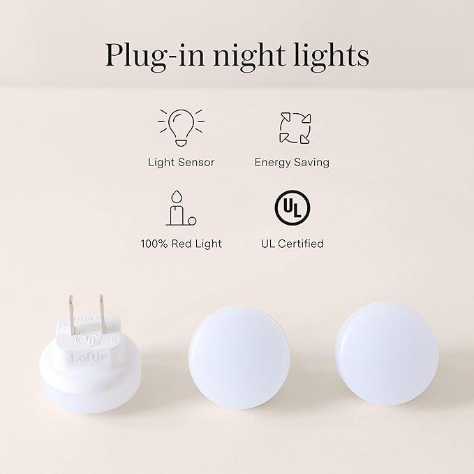 Loftie Night Lights Plug into Wall - 0.5W Plug in Night Light - Red Glow, Wall Light Sensing Dusk to Dawn - 2000K, UL Certified - Nightlight for Bathroom, Hallway, Bedroom Decor, Kitchen, 3-Pack - Bloomnest
