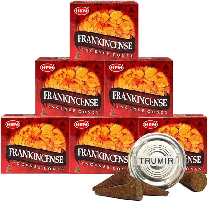 TRUMIRI Incense Cone Holder Bundle with Hem Incense Cones - Pack of 6 (Approx 60 Cones) TRUMIRI