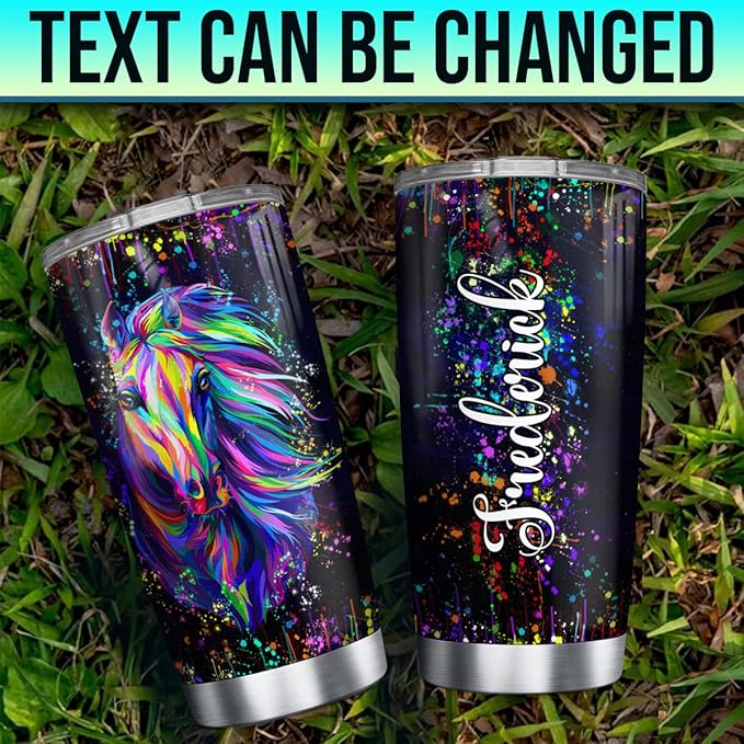 Wassmin Horse Tumbler Personalized Tumblers 20oz 30oz With Custom Name Watercolor Horses Equestrian Gifts For Women Girls Tumblers Stainless Steel Coffee Travel Mug Cup Birthday Christmas Stuff Gifts - Bloomnest