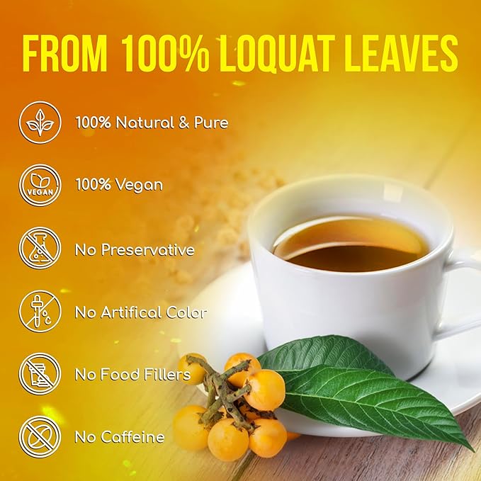 FreshDrinkUS, Premium 40 Tea Bags Loquat Leaf Tea | Eriobotrya japonica | Herbal Tea Bags | Naturally Dried Loquat Leaves | Caffeine-Free Botanical Tea. Sugar-Free. Caffeine-Free. Vegan - Bloomnest