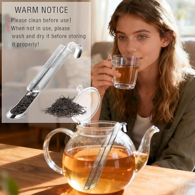 304 Stainless Steel Tea Infuser for Loose Leaf Tea Steeper,Tea Strainer,Food-Grade Fine Mesh Tea Diffuser Set w/Cleaning Brush for Single-Cup Brewing;Sifter for Flour,Matcha,Coffee,Spices,Seasonings - Bloomnest