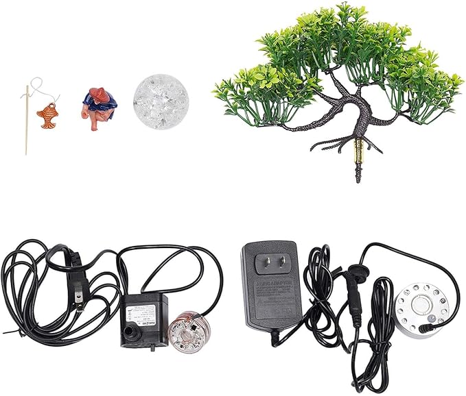 Tabletop Rockery Fountain Atomizing Desktop Humidifier with Rockery & Bonsai Mini Desktop Small Indoor Relaxation Fountain Waterfall for Office, Home, Bedroom Desk Decoration - Bloomnest