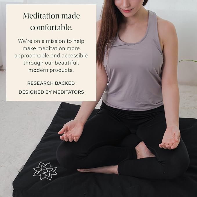 Mindful & Modern Zabuton Meditation Mat - Cotton Filled Yoga and Meditation Pad - Zabuton Meditation Cushion for Kneeling and Sitting Support - Large Rectangular Sitting Floor Pillow for Bench or Zafu - Bloomnest