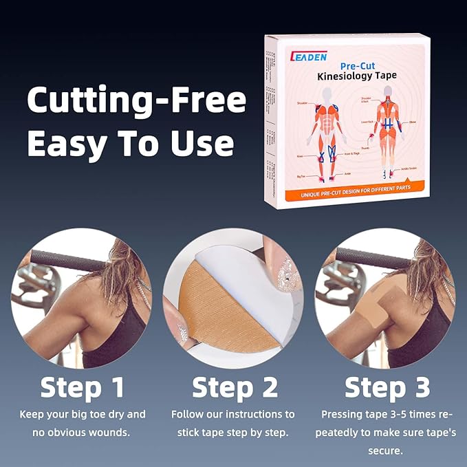 IEADEN Precut Kinesiology Tape for Shoulder, 20 Pcs - Shoulder Support & Stability, Shoulder Pain Relief Athletic Tape - Waterproof & Elastic, Breathable Hypoallergenic Latex-Free Tape, Beige - Bloomnest