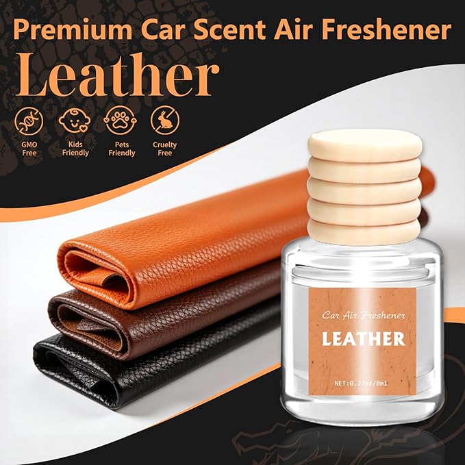 AROIC Hanging Car Air Freshener - 6 Pack Luxury Leather Scent Air Freshener Set, Long-Lasting Natural Essential Oil Fragrance Diffuser Eliminates Odors,Ideal Business Gift for Car Accessories Unisex - Bloomnest