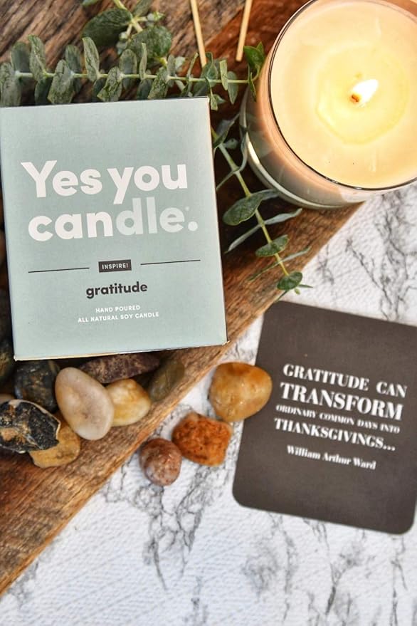 Gratitude, Bergamot & Citrus, Highly-Scented, Inspirational Soy Candle, Made in USA, Pure Essential Oils, Aromatherapy, 8 oz - Bloomnest