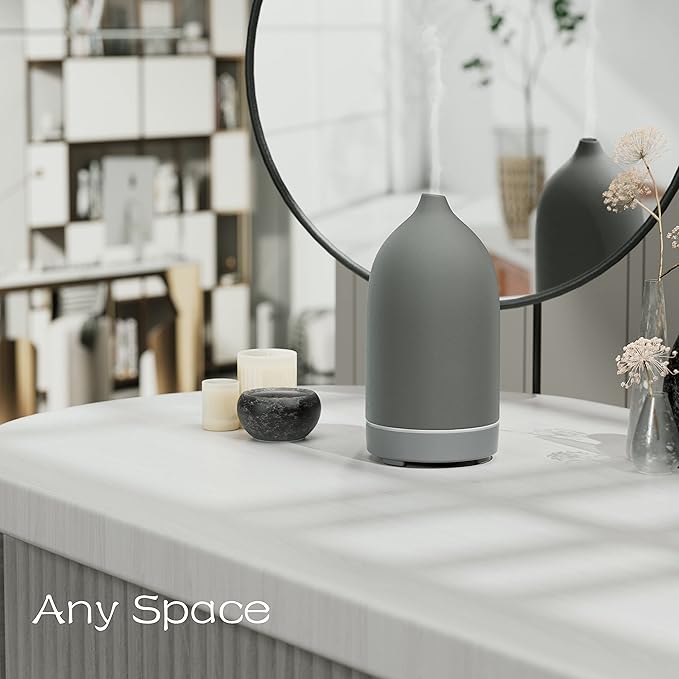 Aromatherapy Essential Oil Diffuser,9 Colors Mood Light,4 Timer Stone Diffuser Living Room(Grey) - Bloomnest
