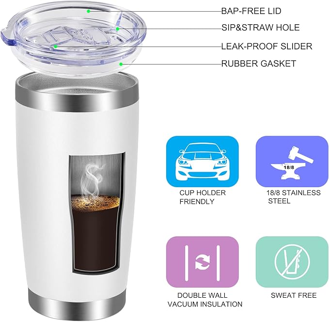 VEGOND 20oz Tumbler with Lid and Straw Stainless Steel Tumbler Cup Bulk Vacuum Insulated Double Wall Travel Coffee Mug Powder Coated Coffee Cup(Mix 12 Pack) - Bloomnest