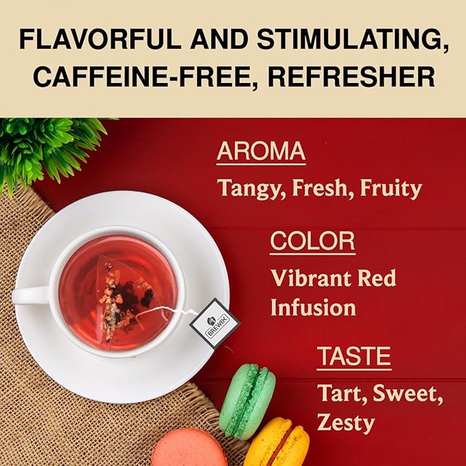 BREWIX, Hibiscus Orange Tea Bags (25 Plant Based Tea Bags) Caffeine-Free, Made with Real - Hibiscus Flowers, Rosehip, Orange Peel, Raspberry Leaf | Contains Antioxidants & Support Overall Health - Bloomnest