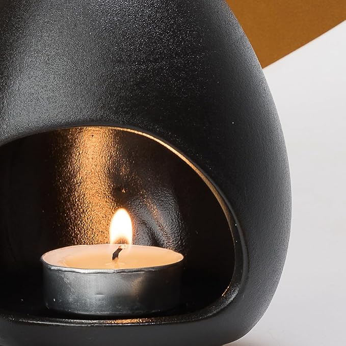 Palo Santo Holder Burner, Handcrafted Ceramic Incense Holder Burner and Ash Catcher for Palo Santo Sticks or sage Bundles, Smudge Bowl, Meditation Home Decor (Black) - Bloomnest