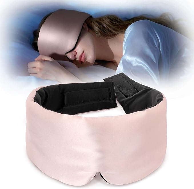LULUSILK Reversible Mulberry Silk Sleep Mask for Women and Men, Adjustable Real Silk Eye Mask for Sleeping, Lotus Pink and Black, Pack of 1 - Bloomnest