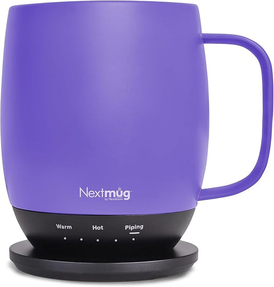 Nextmug - Temperature-Controlled, Self-Heating Coffee Mug (Violet - 14 oz.) - Bloomnest