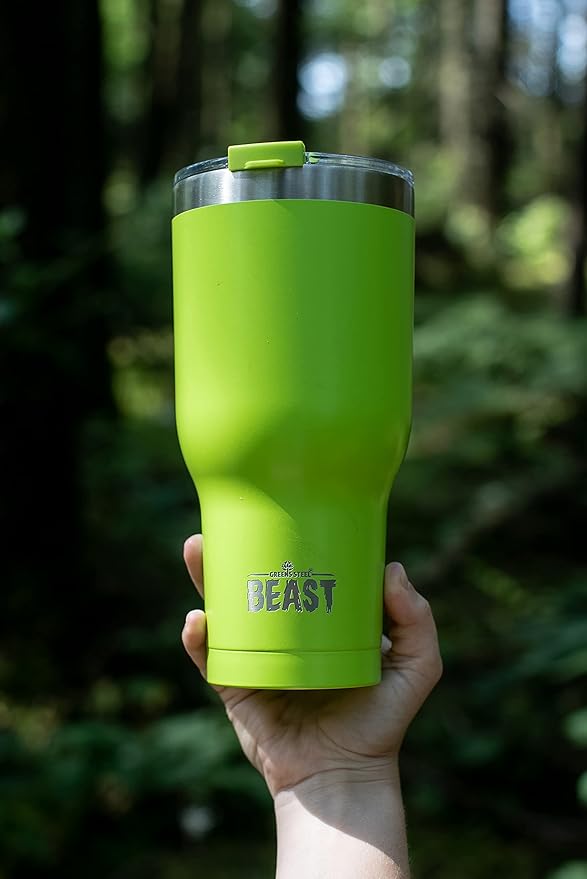 Beast 40 oz Tumbler Stainless Steel Vacuum Insulated Coffee Ice Cup Double Wall Travel Flask (Lemongrass Green) - Bloomnest
