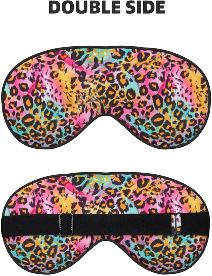 Sleep Eye Mask Pink Blue Leopard Sleep Mask for Women Men Comfortable Eye Mask with Adjustable Strap Soft Eye Cover Blindfold for Travel Yoga Nap Shift Work - Bloomnest