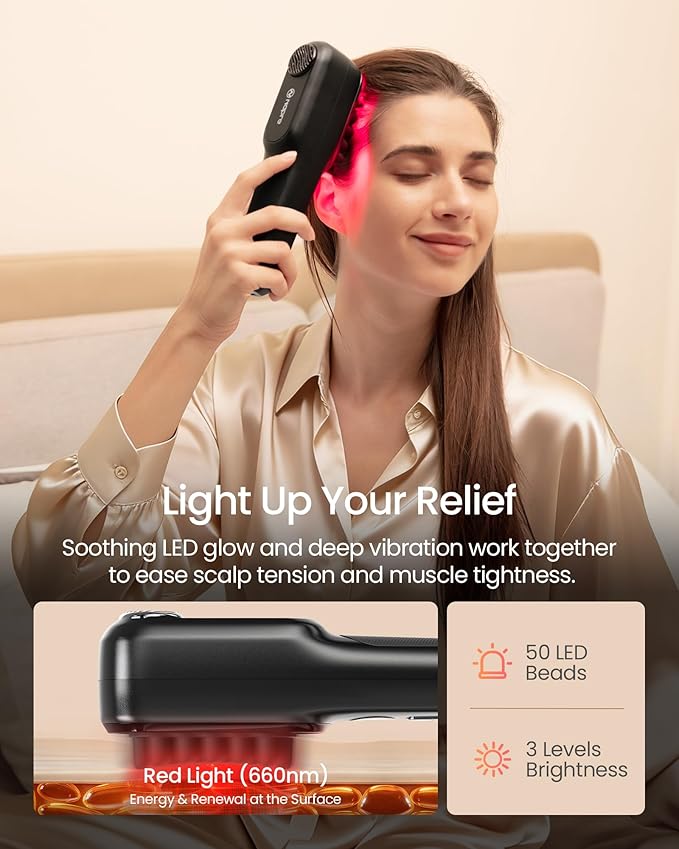 NAPRE Electric Scalp Massager,Head & Hair Massager Scalp Stress Relax,Cordless Handheld Muscle Massager with Horizontal Vibration for Face,Neck,Shoulder & Body,with Charging Dock Napre