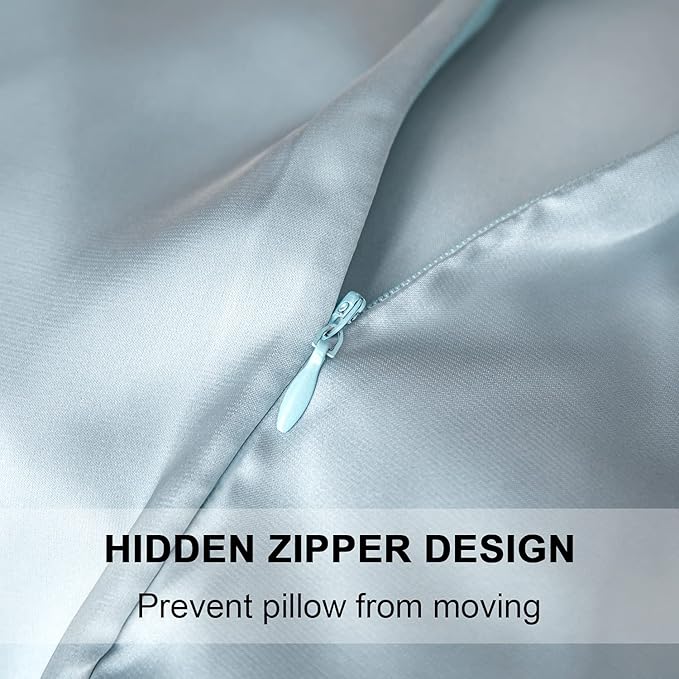 Mulberry Silk Pillowcase for Hair and Skin,Standard Size Cooling Silk Pillow Case with Hidden Zipper,Allergen Proof Dual Sides Soft Breathable Smooth Silk Pillow Cover for Women(Queen,Aqua Blue) - Bloomnest