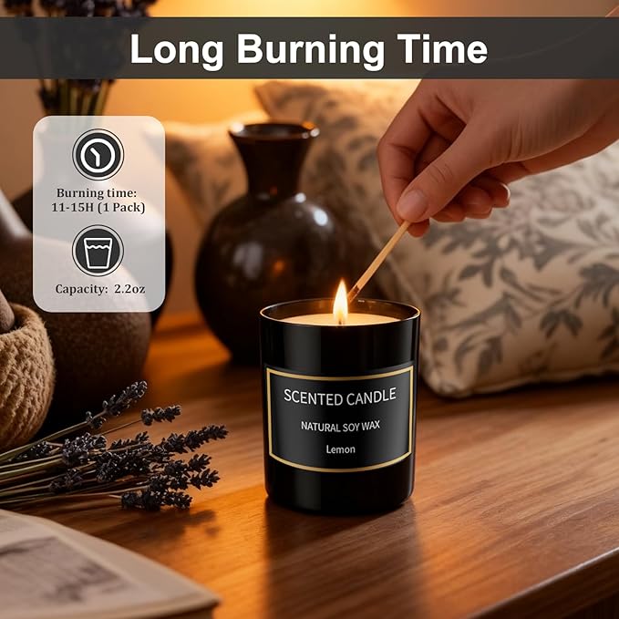 8 Pack Scented Candles Set for Men, Aromatherapy Soy Candles for Home Scented, Black Mens Candle Gift Set for Dad, Boyfriend, Birthday, Father’s Day, Anniversary - Bloomnest