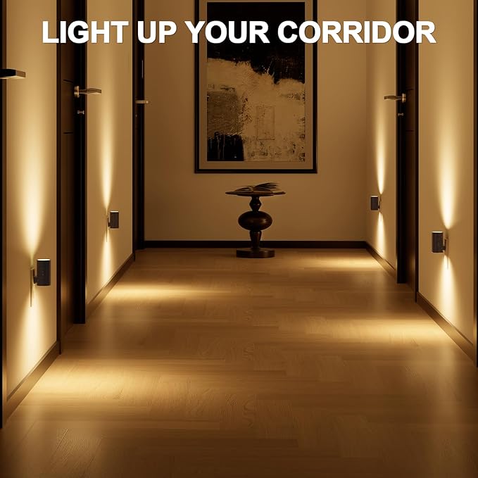 NIORSUN Night Lights Plug into Wall, Dimmable with 3 Color Modes & Auto On/Off Sensor, Ultra-Slim Nightlight for Hallway, Bathroom, Bedroom, Nursery, Kitchen (6 Pack, Black) - Bloomnest