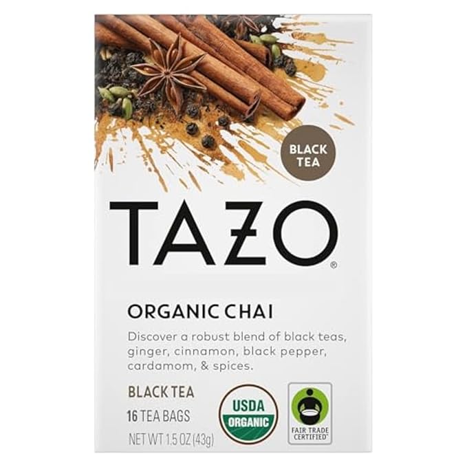 TAZO Organic Chai Black Tea Bags, Caffeinated tea, 16 Total Bags - Bloomnest