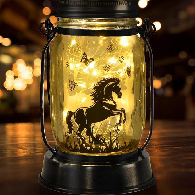 Horse Gifts for Women/Men Horse Lovers Solar Lantern Mom Birthday, Mothers Day, Christmas Gifts, Solar Garden Decoration Outside for Yard, Patio,Backyard,Porch - Bloomnest