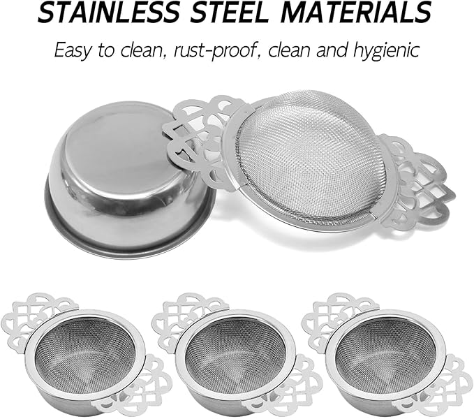 Tea Drain Strainer 304 Stainless Steel Loose Tea Infusers Strainers Mesh Tea Infuser Stainless Steel Loose Leaf Tea Filter with Handles for Loose Tea Juice Coffee Filter(4Pcs) - Bloomnest