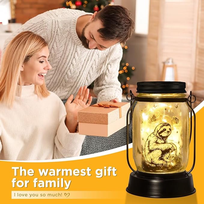 Sloth Gifts for Women/Men/Kids Sloth Animal Lovers Solar Lantern Mom Birthday, Mothers Day, Christmas Animal Gifts, Solar Garden Decoration, Yard, Patio,Backyard,Porch, Torches, Night Light Room Decor - Bloomnest
