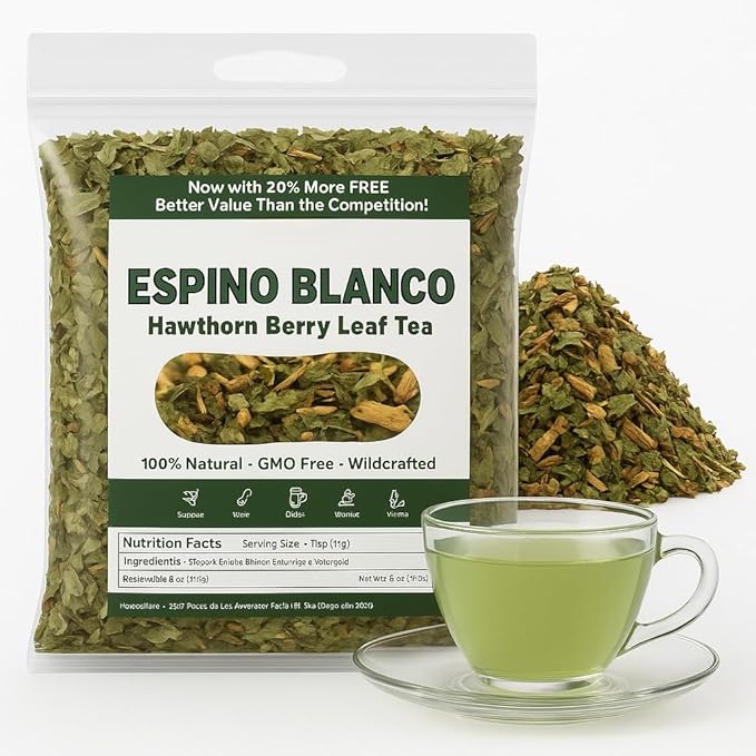 5oz Espino Blanco Te Herbal (Hawthorn Berry) Herbal Tea - Premium Hoja de Calidad | 100% All-Natural Loose Leaf| Non-GMO Mexican Herbal Tea Wildcrafted. - Bloomnest