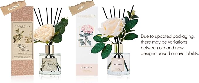 Cocorrina Reed Diffuser Set, Flower Reed Diffuser Black Forest 6.7 oz, Scented Diffuser with Sticks Home Fragrance Essential Oil for Bathroom Shelf Decor, Living Room, Large Room, 1pack - Bloomnest