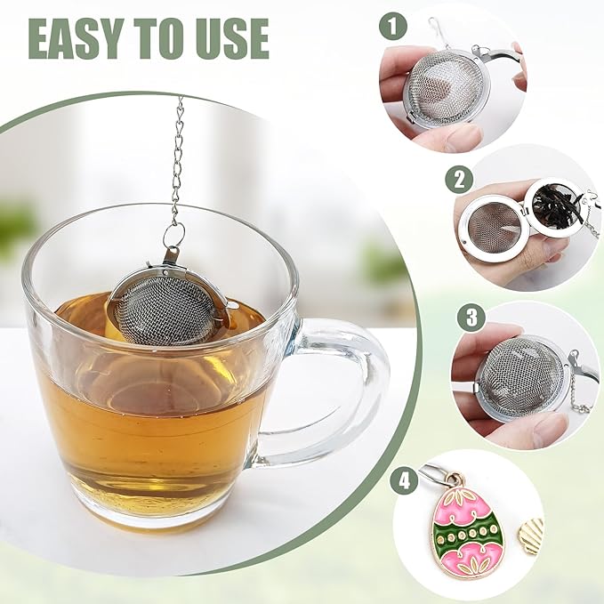2Pcs Easter Stainless Steel Mesh Tea Infuser, 2.1 inch Tea Ball with Easter Eggs Pendant,Tea Strainer Tea Diffuser Tea Steeper for Filtering Tea,Tea Infusers for Loose Tea (Easter Egg, 2PC) - Bloomnest