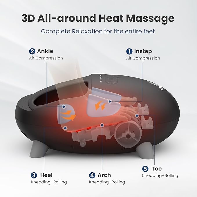 COMFIER Shiatsu Heated Foot Massager with Heat for Plantar Fasciitis Neuropathy, Deep Kneading Vibration Feet Massager for Mon Dad Men Women-Home Office Use - Bloomnest