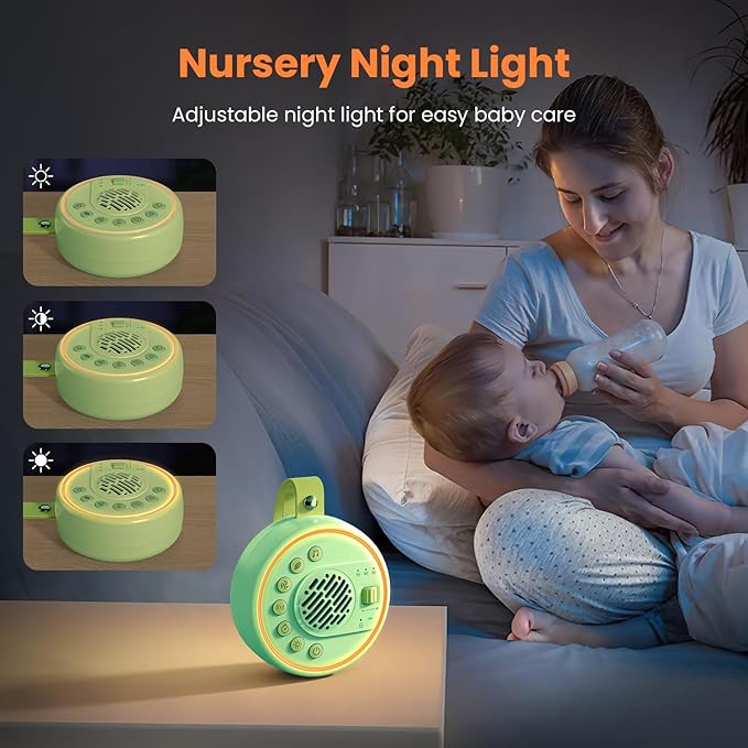 White Noise Machine Portable Sound Machine with 22 Soothing Sounds for Kids Adults, 4 Modes Night Light,3 Sleep Timer,Sound Therapy for Home Office Travel,Green - Bloomnest