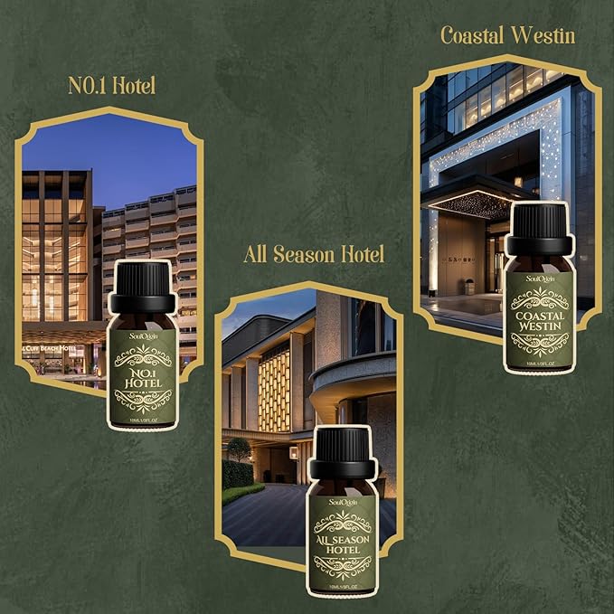 Hotel Diffuser Oils Gift Set, Hotel Collection Fragrance Oil, Luxury Scent Essential Oils Set for Diffuser Home, Inspired by The Four Season and More Scents, Gift for Women and Men - Bloomnest