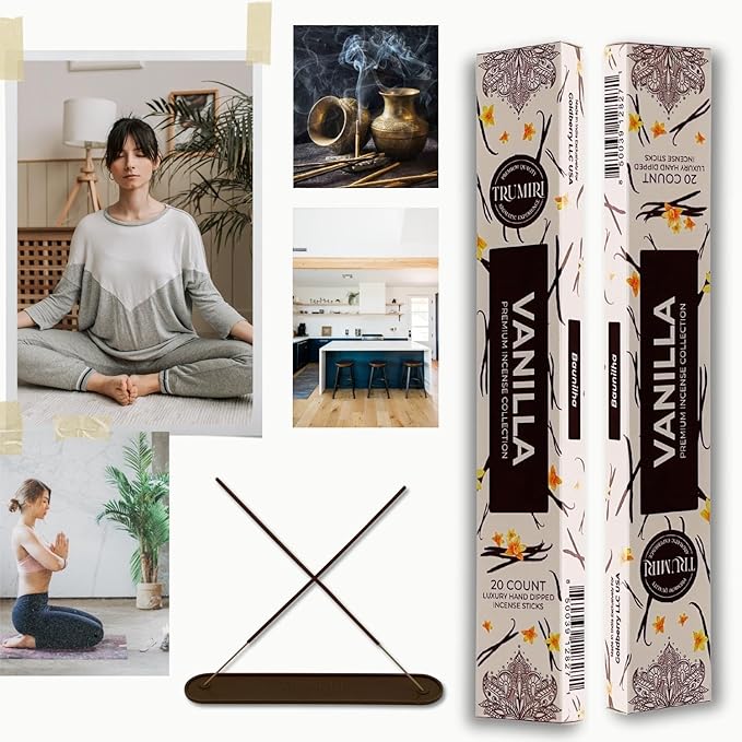 Vanilla Incense Sticks - Total 120 Insence-Sticks - 6 Packs of 20 Insense - Inciensos - Inscents - Natural Non Toxic Ingredients - Incents - Incence - Inscense - Insents TRUMIRI