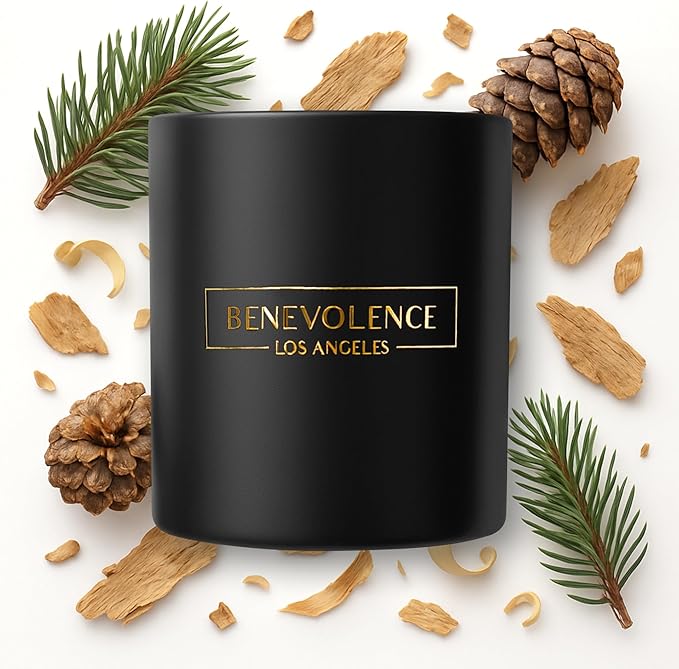 Benevolence LA Pine Scented Candle | Soy Christmas Candles, Black Candle for Home | Holiday Candles Gifts for Women and Men | Home Fragrance | Aromatherapy | Bathroom Freshener | 8oz, 45 Hour Burn - Bloomnest