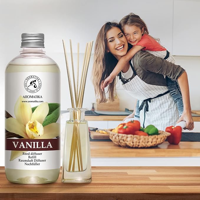 Vanilla Diffuser Refill w/Natural Essential Vanilla Oil 17 Fl Oz - Intensive - Fresh & Long Lasting Fragrance - Reed Diffuser Oil - Best for Aromatherapy - SPA - Home - Office - Fitness Club - Bloomnest