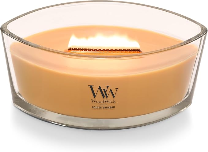 WoodWick Golden Bourbon Holiday Candle Gifts for Women and Men, 16 oz Ellipse Candle with Crackling Wick - Bloomnest