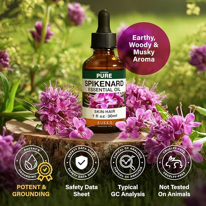 KUKKA Spikenard Essential Oils - 1 Fl Oz - for Hair, Skin, Diffuser, Aromatherapy & DIY Soap Making Scent - Bloomnest