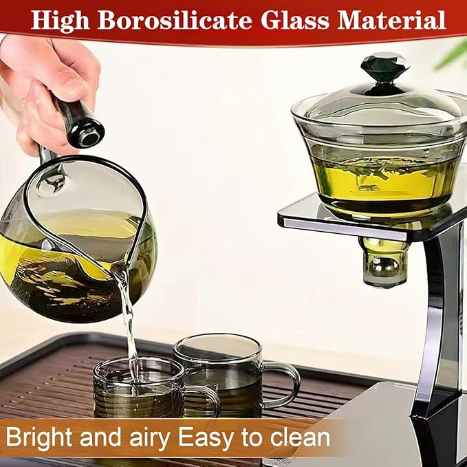 Semi Automatic Tea Set, Lazy Kungfu Tea Set, Lazy Kung Fu Drip Teapot, Magnetic Tea Pot With Magnetic Ball, Heat Resistant Gongfu Glass Teapot Set, Gift For Fathers Day, Thanksgiving Birthdays - Bloomnest