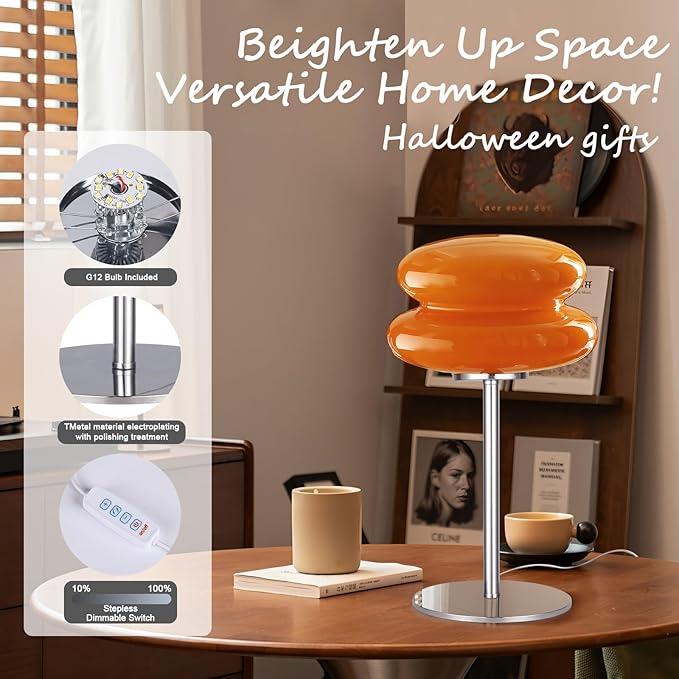 Mid Century Modern Lamp for Nightstand Table Lamp for Bedroom, Dimmable Retro Egg Tart Bedside Small Lamps,Unique Home Mushroom Decor Aesthetic Cute Table Lamps nightstand lamp - Bloomnest